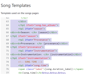 updates to song detail template