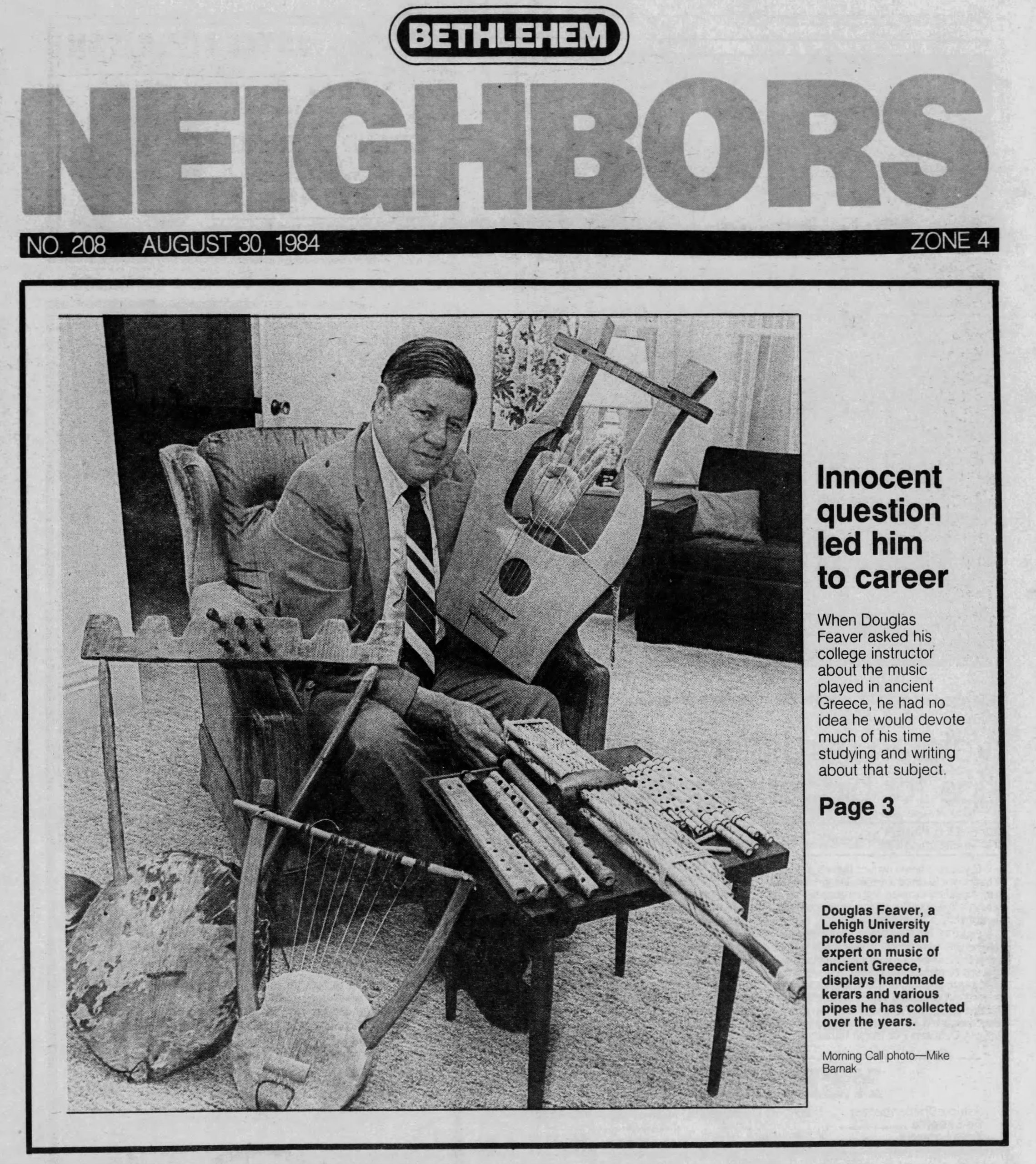 The Morning Call 8-30-1984 Douglas Feaver article 2